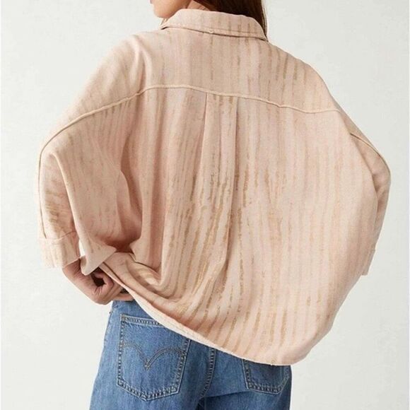 Free People Montauk Raw Edge Oversized Sweatshirt Shirt Jacket S - Picture 3 of 11